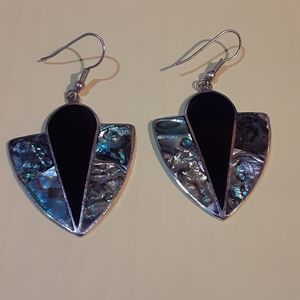 Alpaca Mexico Abalone & Black Earrings